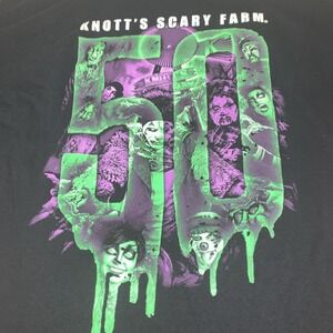 Knotts Scary Farm 50th Anniversary Monster Mashup GITD  T-shirt Size L